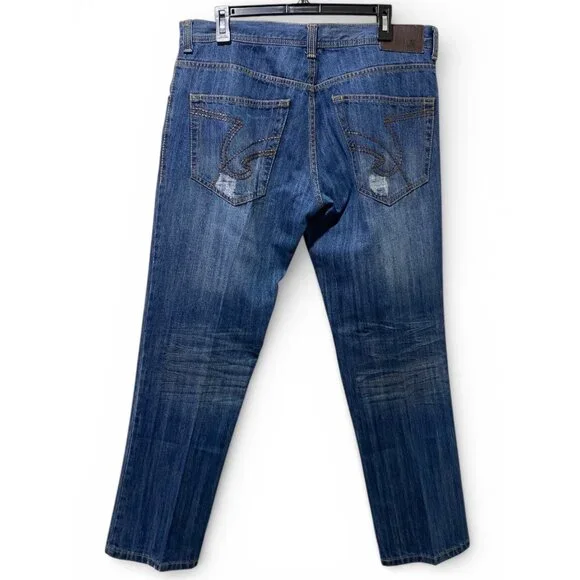 Carbon Black Distressed Jeans Mens 34x30 Blue Ripped Destroyed Denim 100% Cotton - Picture 2 of 15